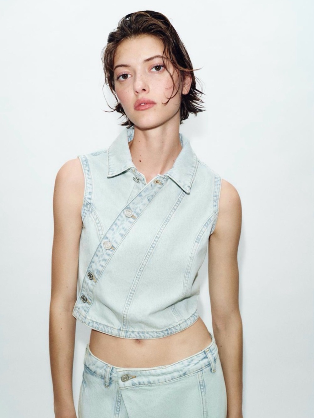 ZARA Denim Button Top/Vest NWT!